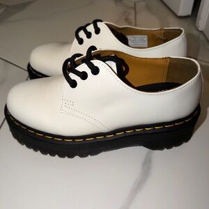 Dr. Martens White Leather Shoes with Black Laces